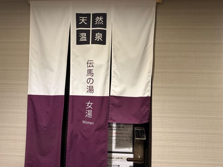Natural hot spring at Super Hotel Shonan Fujisawa – women’s bath entrance with traditional noren curtain