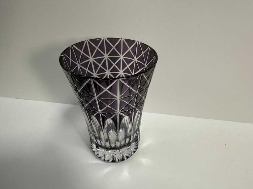 Edo Kiriko purple cut glass tumbler